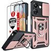 LeYi Cover per Redmi 13C 4G (Non 5G) con Vetro Temperato [2 Pack], Custodia con Protezione Fotocamera [Slidable] Antiurto Militare 360° Anello Supporto TPU Bumper Antiurto Case Xiaomi Redmi 13 C, Rosa