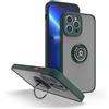 EASSGU Custodia per Smartphone, Compatible with iPhone 15 Pro (6.1 Inches), Cover Trasparente con Supporto ad Anello, Custodia in Silicone TPU Antiurto e Anticaduta - Verde scuro