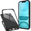 Moozy Cover 360 Gradi per iPhone X/XS - Trasparente con Bordo Nero, Protezione a Tutto Tondo Anteriore e Posteriore, Custodia per Cellulare con Vetro Temperato Integrato
