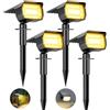 btfarm 4 Pezzi 72LED Faretti Solari a LED da Esterno, 3 Livelli di Luminosità Lampade Luci Solari da Giardino Potenti, IP65 Impermeabile Lampada Lampioni Solare per Cortile, Alberi, Bianco Caldo