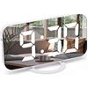 U-picks Sveglia digitale, 6,5 sveglia da comodino, orologio da tavolo, Orologio con superficie a specchio, Snooze, 3 modalità di dimmerazione, Sveglia USB Per casa, camera da letto, cucina-Bianco