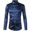 Generic Camicia in Raso di Seta Camicie Eleganti Abbottonate Casual Lucide A Maniche Lunghe alla Moda da Uomo