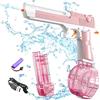 MQVXT Pistola ad acqua elettrica luminosa,Pistola ad acqua elettrica per adulti Bambini Ricaricabili 32 FT Gamma Pistola ad acqua,giocattolo per ragazzi ragazze Beach Pool giocattolo(Rosa)