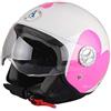 AL Helmets CASCO DEMI-JET AL HELMETS MOD. 101 COLORE BIANCO CON CUORI LOVE MISURA S