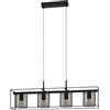 Eglo lampada a sospensione Catterick, lampada rettangolare sospesa a 4 luci | dal design industriale, illuminazione per sala da pranzo in metallo nero, attacco E27