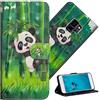 COTDINFOR pour Samsung Galaxy S9 Plus Custodia Cover TPU 3D Effect Painted PU in Pelle con Wallet Card Holder Flip Custodia per Samsung Galaxy S9 Plus Climbing Bamboo Panda YX.