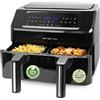 Emerio Doppia friggitrice ad aria calda digitale AirFryer Fryer Frittura con aria calda senza olio aggiuntivo, 2 x 3,6 l, volume 12 programmi, senza BPA, funzione SYNC FINISH (entrambi finiti