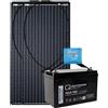 A-Tronix Kit pannelli solari camper a-TroniX 200W con Batteria AGM Q-Batterie 12LC-100 12V 107Ah e regolatore di carica MPPT