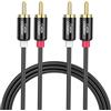 CableCreation Cavo RCA da 5 m, 2 cavi audio stereo RCA a 2 RCA compatibile con altoparlanti, AMP, giradischi, ricevitori, sistemi home theater, subwoofer, doppia schermatura/placcato oro / 16FT