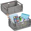 Relaxdays Scatola Portaoggetti, Set 2 Box da Scaffale, Bagno, 10x25x26,5 cm, Porta Giochi, Plastica, Impilabile, Grigio