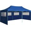 vidaXL Gazebo Pieghevole con 4 Pareti 3x6m Acciaio Blu