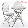 Mamocek SET Tavolo + 2 sedie pieghevoli metallo legno bianco grigio giardino shabby