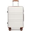 Kono Valigia rigida leggera ABS valigia da viaggio trolley bagaglio a mano con 4 ruote girevoli e serratura TSA, Bianco panna, 61 cm, alla moda