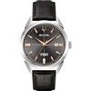 Bulova Sutton Automatic Men Watch with Leather Strap 96B422 Steel Gray Background 73544