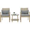 Outsunny Salotto da Giardino in Rattan con 2 Poltroncine con Cuscini e Tavolino in Vetro, Marrone e Grigio|Aosom