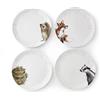 Wrendale Designs Royal Worcester - Set di 4 piatti in ceramica in due misure per riccio e gufo, motivo: volpe e gufo (26 cm)