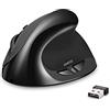 AURTEC Mouse Verticale, Mouse Ergonomico Wireless Ricaricabile 2.4G con Ricevitore USB, 6 Pulsanti e 3 DPI Regolabile 800/1200/1600, Nero