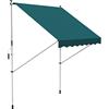 Outsunny Tenda da Sole 2x1.5m per Esterno a Rullo con Manovella, Telaio Telescopico e Angolazione Regolabile, Verde