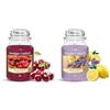 Yankee Candle Candela Profumata In Giara Grande, Amarena, Durata Fino A 150 Ore, Ciliegia Nera & Candela profumata | Giara grande Lavanda al limone | Candele a lunga combustione