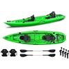 Big Mama Kayak Canoa biposto da pesca - Mojito Fishing Big mama kayak - kayak 380 cm - 2 posti adulto + 1 posto bambino + 2 gavoni + 2 ruote integrate + 2 pagaie + 2 seggiolini + 4 portacanne - VERDE