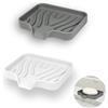 YoHyien 2 Pezzi Porta Saponetta in Silicone, Porta Sapone, Portasaponetta Con Scolo, Porta Saponette Solida, Portasapone da Lavandino per Bagno, Cucina e Doccia (Bianco + Grigio)