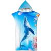 Rowjoy Telo mare in microfibra, oceano con stampa animale, blu subacqueo, telo mare con cappuccio, asciugamano poncho ad asciugatura rapida, per adulti e bambini (Blue whale-75 x 110 cm)
