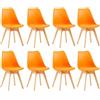 EGGREE Set di 8 Sedie Sala da Pranzo Sedie da Cucina con Gambe in Legno Sedie Ufficio Imbottita in Pelle PU Moderne Design, Arancione