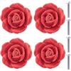 NAKUPENDA Manopole in Ceramica 4Pcs Maniglia Manopole Maniglia Porta a Forma Fiore Rosa Manopole per Mobili in Ceramica Rose Manopole per Cassetti per Armadi Ante (Rosso)
