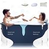 Kiseely Vasca da bagno pieghevole portatile 140 cm con telaio in metallo, grande famiglia per adulti, conversione efficace da bagno caldo e freddo, 140x60x55 cm