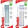 Pentel BK77 Superb penna a sfera punta fine 0,7 mm nero, 3 pezzi & BK77 Superb penna a sfera punta fine 0,7 mm blu, 3 pezzi