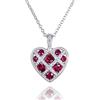 namana Collana Donna Argento 925 con un Grande Ciondolo Cuore Rosso Rubino, Collana Argento 925 per Donna e Ragazza con Zirconi, Collana Cuore Rosso, Collana Rossa con Ciondolo Cuore