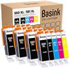 basink Cartuccia d'inchiostro compatibile con Canon PG-550 551 XL Pack 20 per IP7200-7250 IX6850 MG5450-5500-5550-5600-5650-5655-6450-6650 MX720-725-920-925