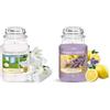 Yankee Candle Candela profumata | Giara grande Clean Cotton | Candele a lunga combustione & Candela profumata | Giara grande Lavanda al limone | Candele a lunga combustione