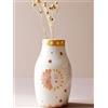 MOUGIGI Vaso in ceramica unico, grazioso decoro boho, piccolo vaso color crema per fiori secchi o bocciolo singolo, design con sole e luna