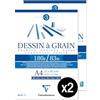 Clairefontaine 96624AMZC - Set di 2 blocchi di carta da disegno con grana incollata, 30 fogli, formato A4, 21 x 29,7 cm, 180 g, per disegnare con matita