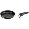 Lagostina Ingenio Essential Plus Padella Ø 22 cm, Padella Antiaderente in Alluminio per Gas e Forno & Ingenio Induction Manico Rimovibile Resistente fino a 10 kg, Fissaggio Sicuro a 3 Punti