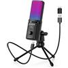 FDUCE Gaming USB Microphone,RGB Condenser Microphone with Tripod,Volume Adjustment and Mute Button Function,Compatible with PC,Laptop,For Gaming,Podcasting,Streaming,YouTube