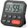 LIORQUE Timer da Cucina Digitale, Timer Multifunzione con Funzione Orologio, 3 Livelli di Volume, Schienale Magnetico, Supporto Pieghevole, per Cucinare, Uovo, Palestra,Studio, Lavoro
