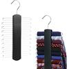 Kaizuca 2 Pezzo Portacravatte, Appendino per Sciarpe, Armadio Cravatte Appendi, con 20 Partizioni Metalliche ed Gancio Girevole a 360 Gradi, per Cravatte, Cinture, Foulard (nero)