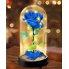 Touloube Regalo di San Valentino Per Mamma Nonna, Fiore Rosa Regalo per Lei - 1 Rosa di Seta Blu con Luce a LED in una Cupola di Vetro per la Festa Della Mamma, Compleanno, Anniversario, Fiore Rosa Regalo