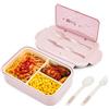 Bibury Porta Pranzo, Lunch Box Prova di Perdite per Bambini e Adulti, Bento Box con 3 Scomparti e Posate(Forchetta e Cucchiaio), Portapranzo, Sicuri per Microonde e Lavastoviglie - Rosa