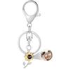 Amsgedhie portachiavi piccolo, proiezione di foto di fiori di girasole, portachiavi personalizzato, Natale, compleanno, San Valentino, Festa della Mamma, regalo per donne. (Argento)