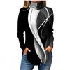 Generic T Shirt Donna Manica Lunga Top Donna Elegante Stampa Floreale Collo Alto con Cerniere Leggero Sciolto Traspirante Maglietta Mare Fuori Magliette Estive Donna Maglia Maniche Lunghe Donna