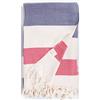 Bersuse 100% Cotone - Aspendos XXL Asciugamano Coperta Turco - Telo Mare, Divano Letto, Copridivano -Blu Scuro-Rosso