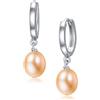 Treasure Bay Pendientes Elegantes de Perlas de Agua Dulce Hechos a Mano, Aros Colgantes Clásicos para Mujeres y Niñas en Blanco, Rosa, Gris, Negro, Púrpura (Forma di riso rosa)