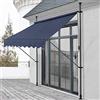 pro.tec Tenda da Sole a Muro con Pali di Supporto Telescopici Installazione Senza Fori Tettuccio Parasole a Manovella e Bracci Tela 150 x 120 cm (LxP) Blu Scuro