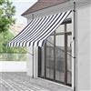 pro.tec Tenda da Sole a Muro con Pali di Supporto Telescopici Installazione Senza Fori Tettuccio Parasole a Manovella e Bracci Tela 250 x 120 cm (LxP) Blu Scuro-Bianco