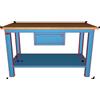 Fami Banco da lavoro per officina piano in legno 1500 X 750 X 880 H - armadio 1 cassetto - FAMI - Blu