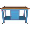 Fami Banco da lavoro per officina piano in legno 1500 X 750 X 880 H - armadio 1 cassetto 1 porta - FAMI - Blu