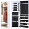 HOMCOM Specchio da Parete Rettangolare 37x9.5x112cm, Portagioielli con 39 Ganci, 5 Ripiani e Serratura, in Legno MDF, Bianco | Aosom